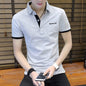 Cotton polo shirt in gray with black accents, short sleeves and a stylish fit.