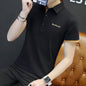 Cotton polo shirt in black with short sleeves, featuring a stylish design and logo detail.