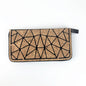 Eco-friendly Cork Grain Multifunctional Fashion Waterproof 3 Fold Hand Wallet in geometric pattern design.